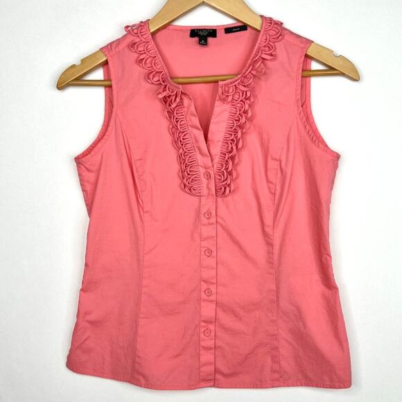 Talbots Petites Pink Button Down Tank Top 2P - Picture 2 of 9
